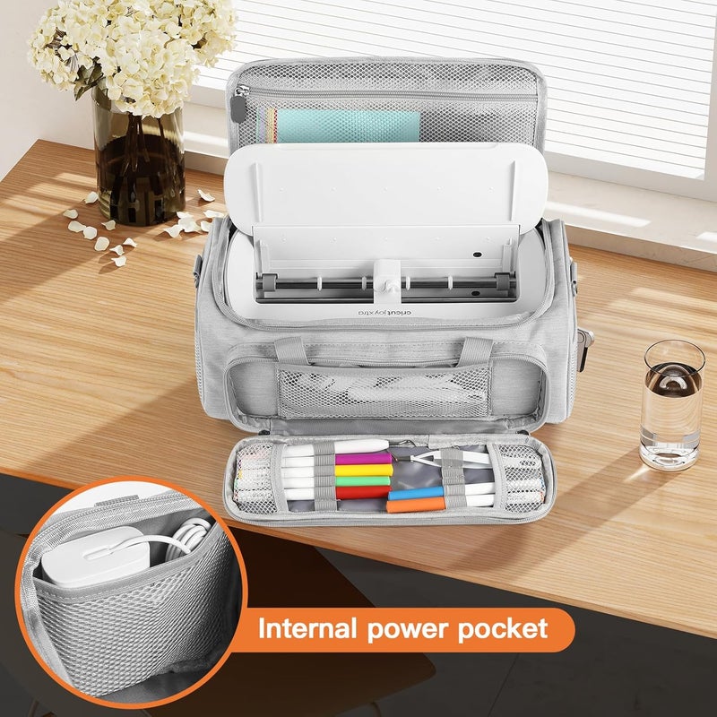 LEFORZ Carrying Case Compatible with Cricut Joy Xtra Smart Cutting Machine(13.7''L x 6.2''W x 5.9''H),Protable Storage Bag with Shoulder Strap Compatible with Cricut Joy Xtra Accessories,Cricut Tools,Grey - Image 5